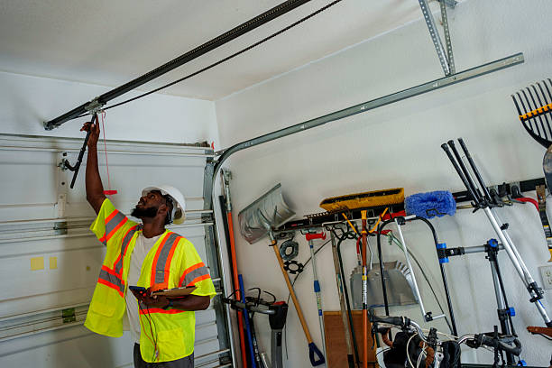 Professional Garage Door Panel Replacement technician working in Powderly, TX